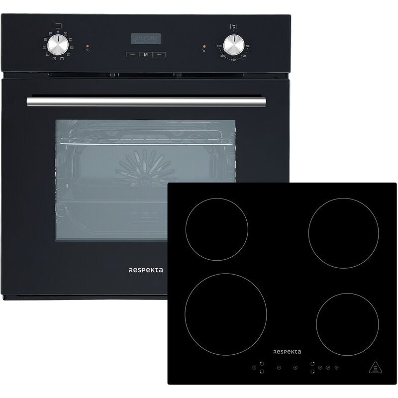 Respekta - Four encastrable Cuisinière autarcique verre noir induction Plaque de cuisson Timer