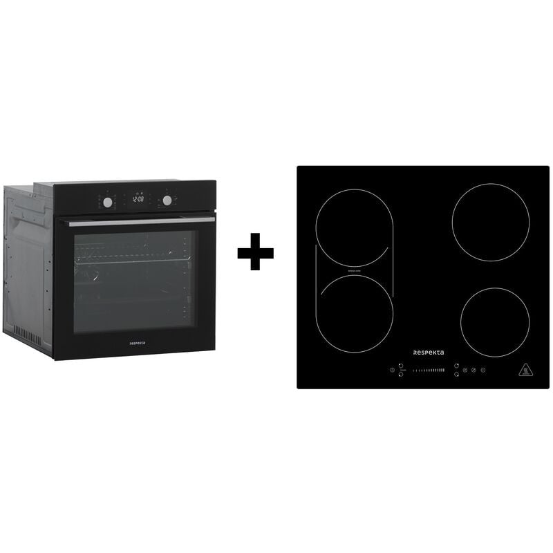 Respekta - Four encastrable Cuisinière autarcique verre noir induction Plaque de cuisson Timer