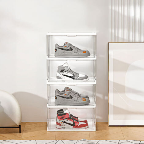 Four-layer Transparent Foldable Household Shoe Rack 57cm (W) x 38cm (D) x 126cm (H)