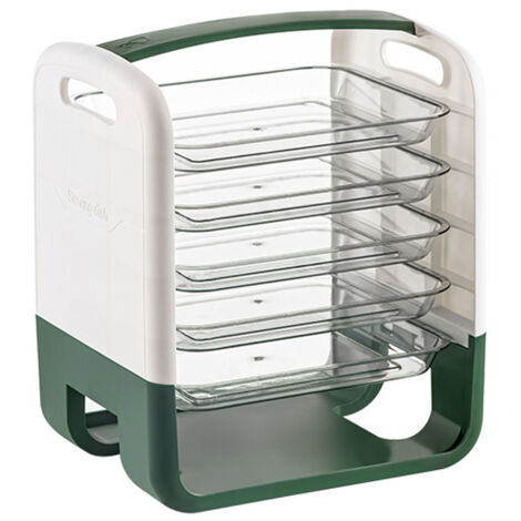 Four Layers Dish Preparation Plate Drawer Design Plastic Vegetable Preparation Rack Kitchen Storage Rack Green