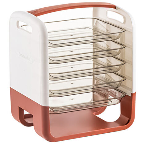 Four Layers Dish Preparation Plate Drawer Design Plastic Vegetable Preparation Rack Kitchen Storage Rack Pink
