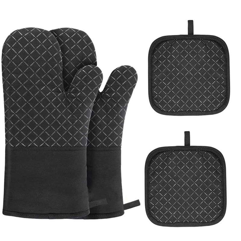 Four Lot de 4 maniques, Gants de Cuisine Gants et maniques en Silicone et Coton, 30 17 cm