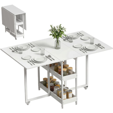 Four-Person Drop Leaf Table - White