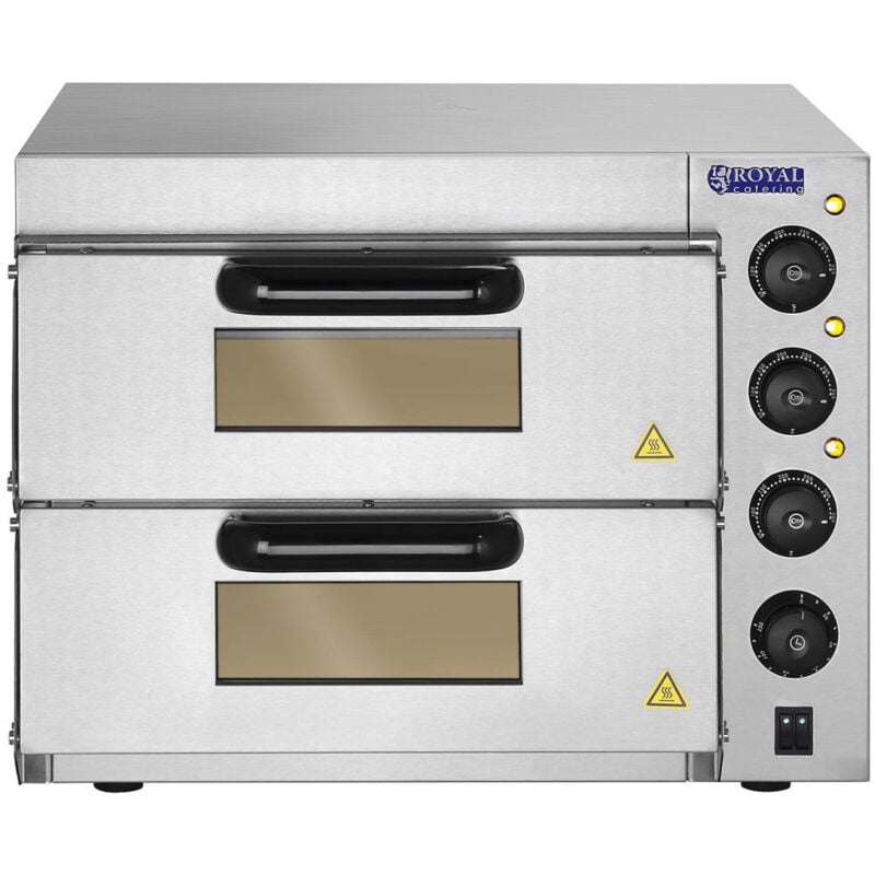 Helloshop26 - Four à pizza - 2 chambres - Base en chamotte 3000 w Acier inoxydable