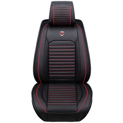 DRILLPRO Auto Vorne Sitzkissen Stuhl Matte Abdeckmatte Atmungsaktiv Kunstleder 4 Saison F black Waterproof-Deluxe Edition