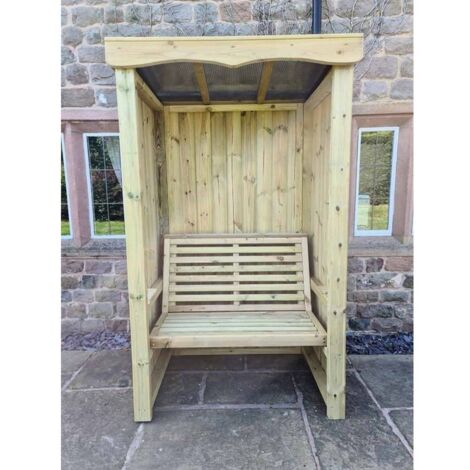 Four Seasons 2 Seater Arbour - Timber - L85 x W120 x H205 cm - Minimal Assembly Required - Set of Waterproof Cushions Included