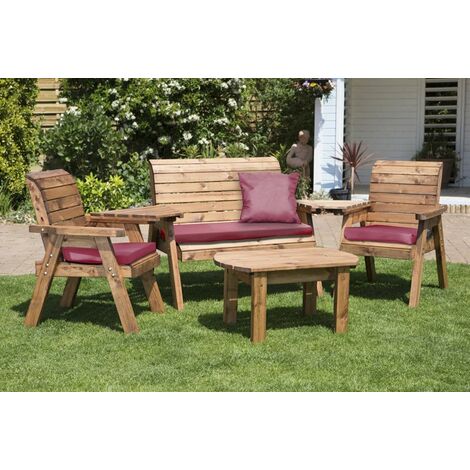 Four Seater Multi Set with Cushions - W310 x D150 x H98 - Fully Assembled - Burgundy