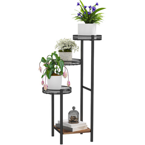 Four-Tier Steel Plant Stand - Black