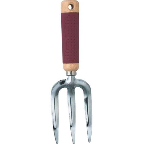 Fourche à main 3 dents acier chromé 270mm - Manche bois
