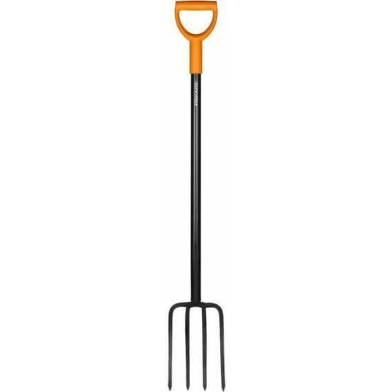 Fourche solide Fiskars a' dents pointues 122 cm en FiberComp et acier 4 dents pour jardin cour pelouse sol