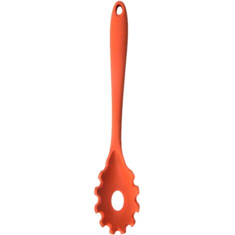 Fourchette à pâtes de qualité alimentaire, résistante à la chaleur élevée jusqu'à 480 °F, cuillère à spaghetti en silicone durable résistant à la chaleur orange
