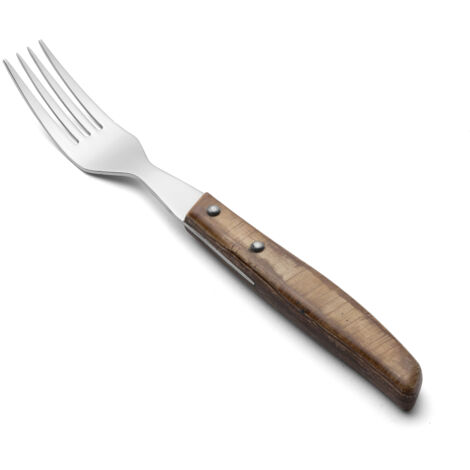 Fourchette avec manche en bois - Acier inoxydable 18/10.
