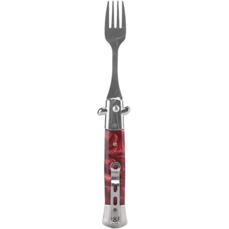 Fourchette de Camping Automatique à Ressort, Compacte et Pliable en Acier Inoxydable 304, Déploiement par Bouton Unique, Idéale pour Randonnée et Pique-nique