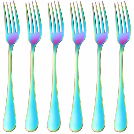 Fourchette De Table - Acier Inoxydable 18/10 - 20 cm - Pour 6 Personnes - Lot De 6 Fourchettes Colorées - Lavable En Lave-vaisselle