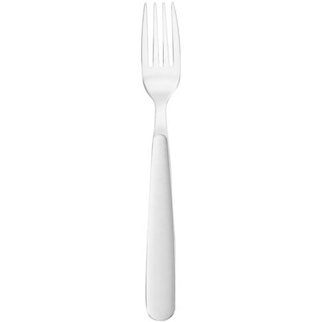 Fourchette de table en acier inoxydable blanc.