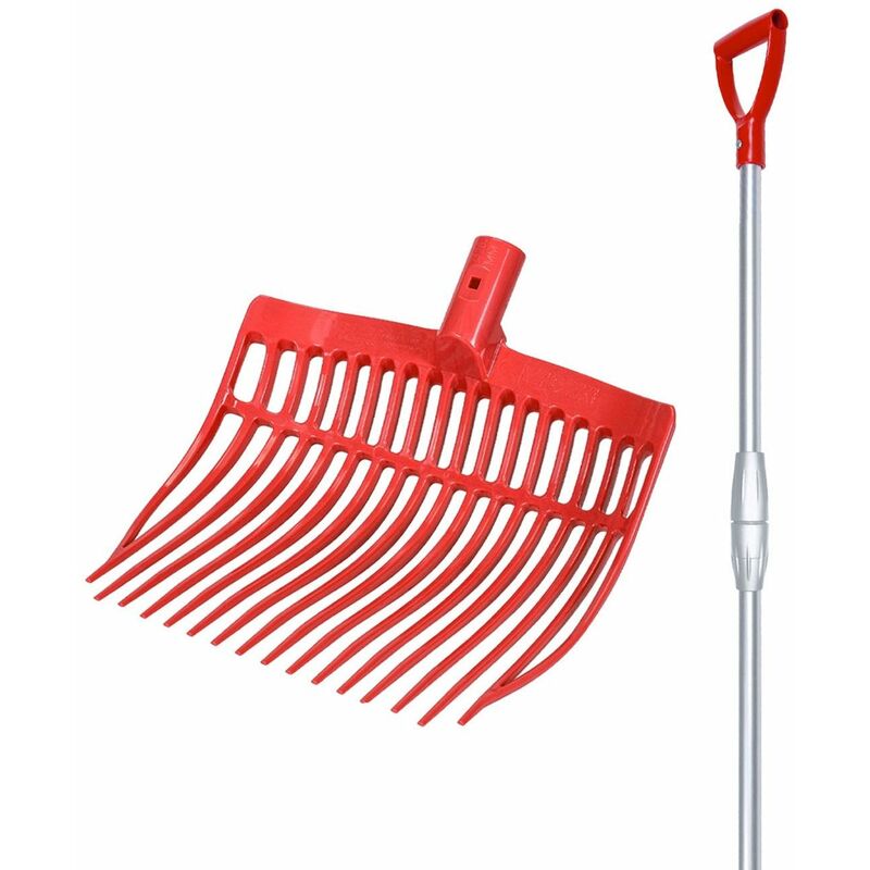 Rouge - Fourchette en plastique ultra-résistant avec dents flexibles et manche télescopique 75-115 cm