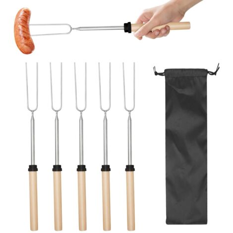 Fourchette Telescopique - 1 pièce, Fourchette Telescopique Barbecue 30.5-80.5cm - Pour Guimauve/Hot Dog