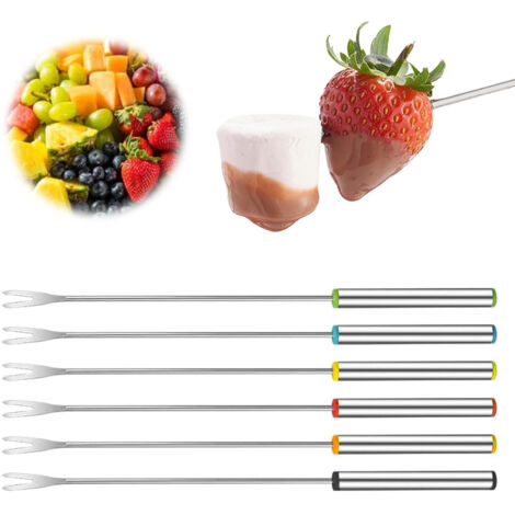 Fourchettes à fondue, lot de 6 fourchettes à fondue en acier inoxydable, adaptées au fromage, aux guimauves, au chocolat, aux fruits et à la viande.