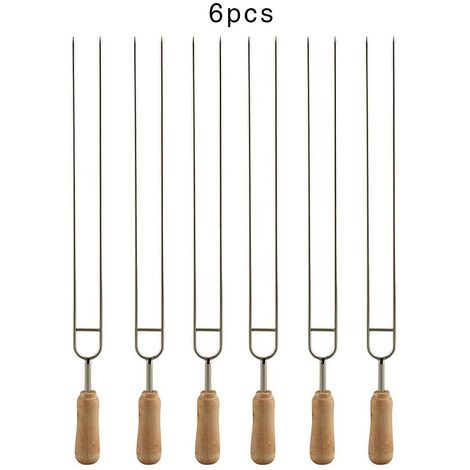 Fourchettes de Barbecue en forme de U, en acier inoxydable, aiguille de brasage, brochettes à Double dents en métal, 6 pièces
