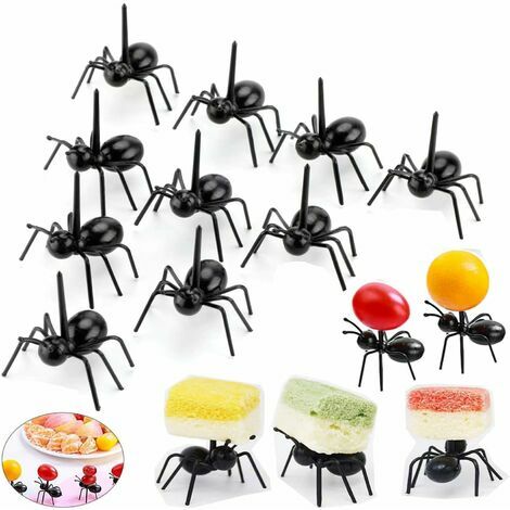 Fourmi Fourchette à Dessert aux Fruits Réutilisable (12 Pièces), Fourchette Créative Fourchette à Fruits pour Snack Cake Dessert avec Bote de Rangement pour Cuisine Baby Shower Mariage Fête d'Annivers