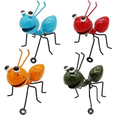 Fourmis en métal, lot de 4 figurines de jardin en métal, adaptées à une utilisation intérieure et extérieure