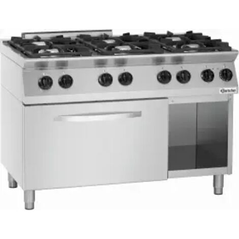 Fourneau à gaz 6 brûleurs 28,5 kW - four électrique 6 kW - Bartscher