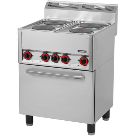 Fourneau électrique professionnel - 4 feux - Four ventilé GN 1/1 - 66cm - Casselin