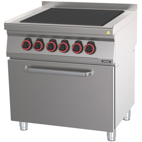 Fourneau électrique professionnel - 4 plaques coup de feu - Four ventilé GN 1/1 - 80cm - Casselin