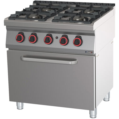 Fourneau Gaz 4 Feux Avec Four à Gaz Gn 2/1 80 - Casselin