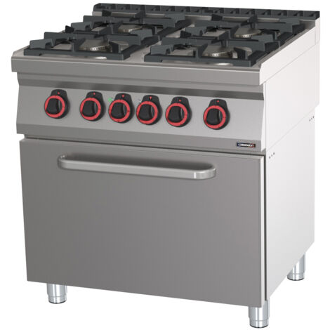 Fourneau Gaz 4 Feux Avec Four électrique Statique Gn 2/1 80 - Casselin