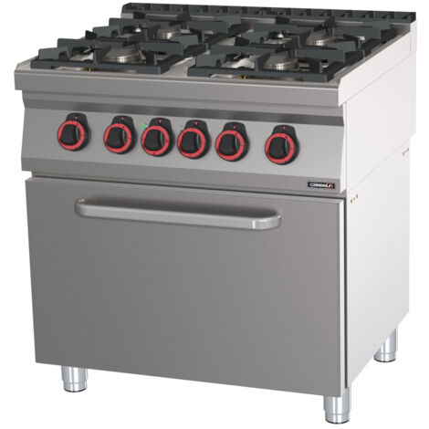 Fourneau Gaz 4 Feux Avec Four électrique Statique Gn 2/1 Hp 80 - Casselin
