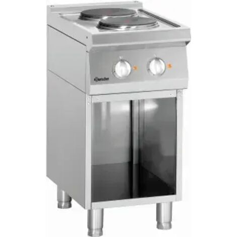 Fourneau inox électrique 2 plaques, sur support ouvert, 5200 W, 400 V - TRI