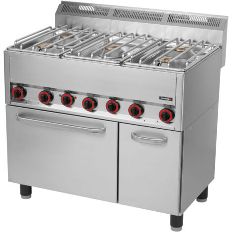 Fourneau mixte professionnel - 5 feux gaz - Four électrique ventilé GN 1/1 - 99cm - Casselin