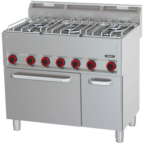 Fourneau mixte professionnel - 5 feux gaz - Four électrique ventilé GN 1/1 - 99cm - Casselin