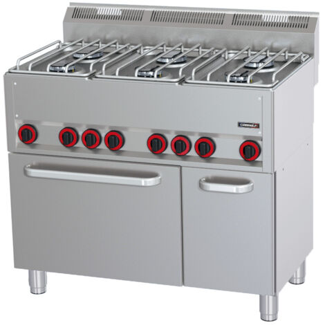 Fourneau mixte professionnel - 6 feux gaz - Four électrique ventilé GN 1/1 - 99cm - Casselin
