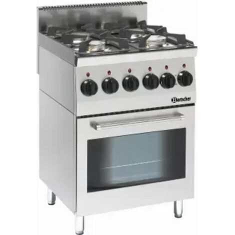 Fourneau sur four à gaz 4 feux vifs 19,0 kW - four électrique multifonction 2,2 kW - Bartscher