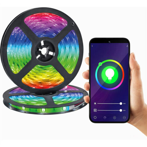 Fourniture directe transfrontalière de rubans LED RGB 5050, 5 V, télécommande 24 boutons, Bluetooth, ruban LED RGB - 5050 + application Bluetooth (30 LED/mètre) - 2 mètres