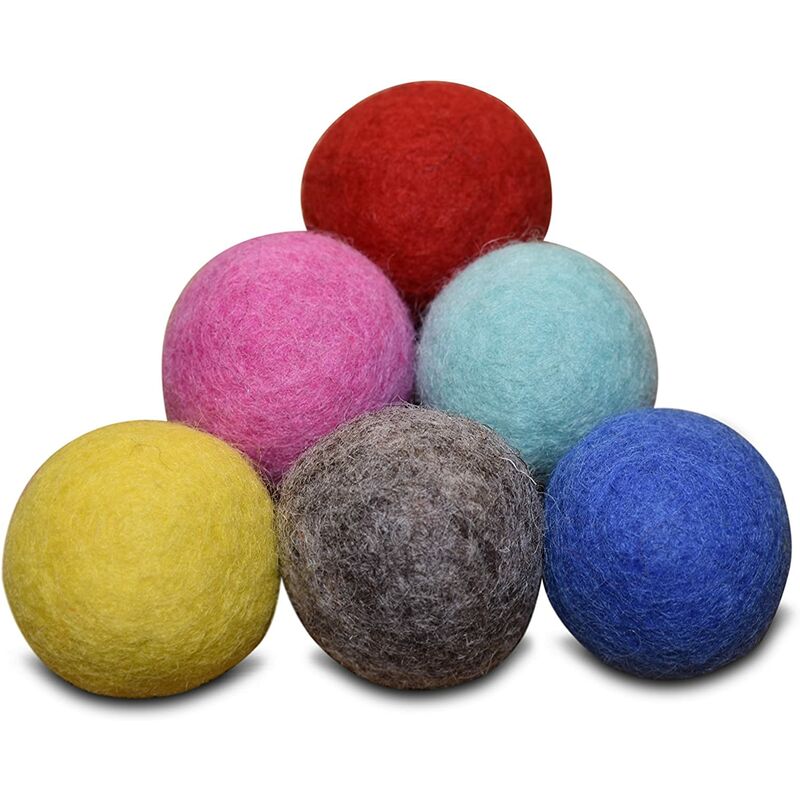 Abcrital - Fournitures confortables pour animaux de compagnie, lot de 6, -100 % jouets de boule en feutre de laine pour chats et chatons, boules de