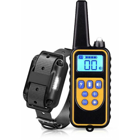 Fournitures de dressage de chiens, Laisse, collier et harnais d'éducation pour chien, Portée de 800 mètres de télécommande vibrations rechargeables de 1 à 99 pour les petits chiens de taille moyenne