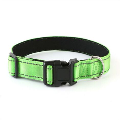 Fournitures pour animaux de compagnie Colliers en tissu reflechissants Chiens Colliers de bouton de tete de chat Colliers (Vert, XL:2.542-70cm)