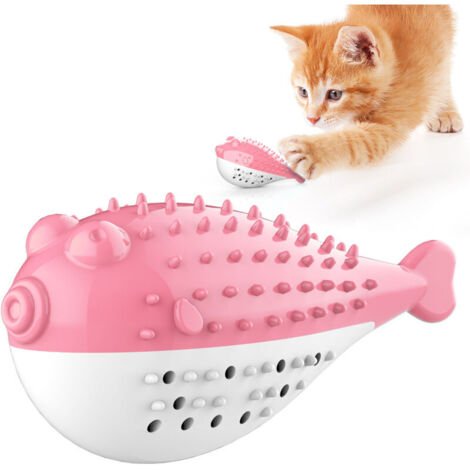 Fournitures pour animaux de compagnie, jouets à mâcher sonores, herbe à chat, poisson-globe, jouets de dentition pour chat (rose)