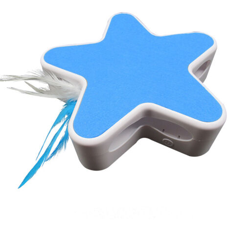 Fournitures pour animaux de compagnie Jouets pour chat Électrique Smart Self-Hi Feather Funny Cat Stick (Blanc bleu)
