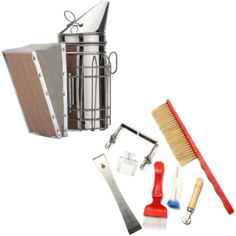 Fournitures pour apiculture 8 pièces Kit outils pour apiculture Apiculture Accessoires - Bee maintien, outil grattoir en acier inoxydable, couteau de coupe pour miel à aiguille, clip King Cage
