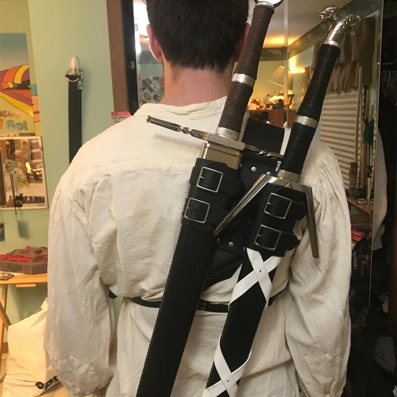 Fourreau à double dos pour épée de sorcier médiéval, support de cimeterre, étui de guerrier pirate viking, cosplay