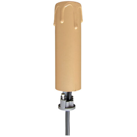 Fourreau plastique marron clair équipée d'un support bougie E14, haut. 85 mm - Tibelec