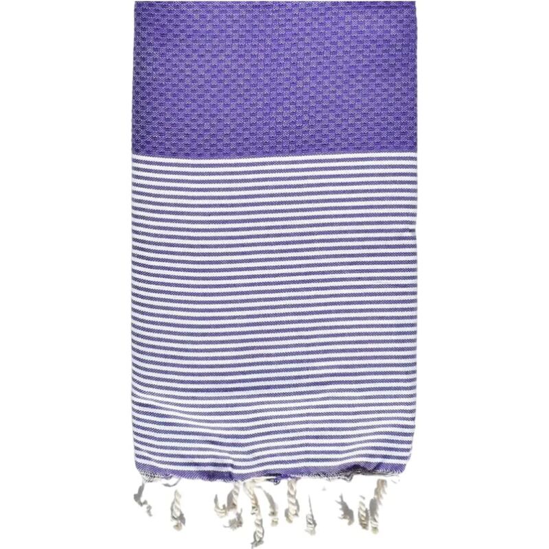 Promo Linge - Fouta de Plage Nid d'Abeille 100% coton - Douceur et confort – Serviette de Plage - 100x200cm - 200 x 100 cm - Violet
