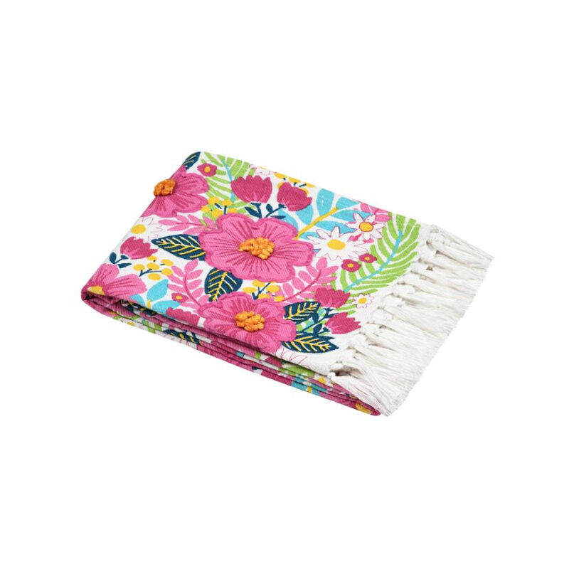 Douceur D'intérieur - Fouta Fleurs Tropicales – 90x180 cm - 90x180cm - Rose