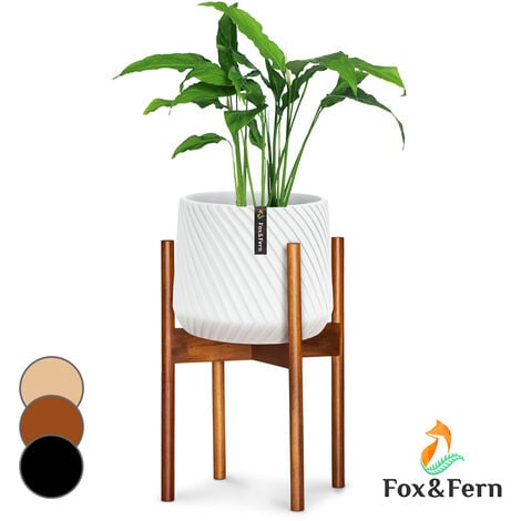 Fox & Fern Fox & Fern Blumenständer, Pflanzenständer für Blumentöpfe, Blumenständer Holz, Blumenhocker Stabil & Verstellbar, Blumenständer für den Außenbereich, Indoor Blumenständer aus Bambus, Einfac