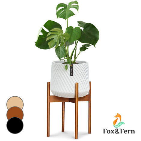Fox & Fern Fox & Fern Blumenständer, Pflanzenständer für Blumentöpfe, Blumenständer Holz, Blumenhocker Stabil & Verstellbar, Blumenständer für den Außenbereich, Indoor Blumenständer aus Bambus, Einfac