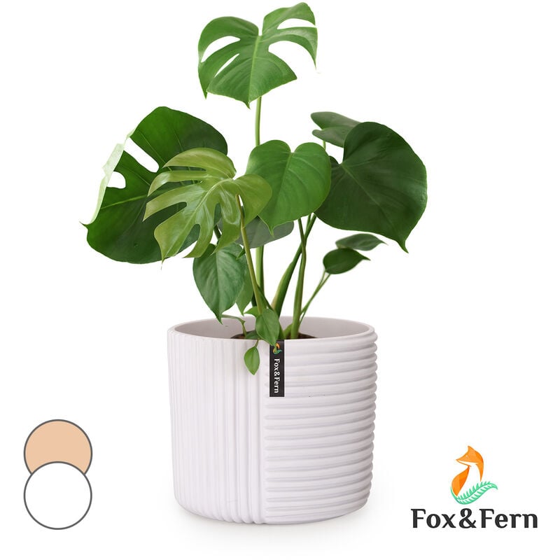 Fox & Fern Pot de Fleur Interieur, Pot pour Plantes en Polystone, Cache Pot Plante Interieur et Extérieur Résistant UV et Gel, Pot Fleur Exterieur